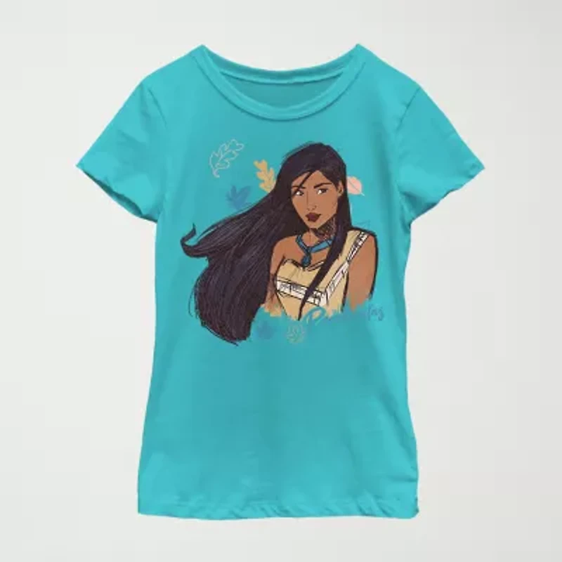 Disney Little & Big Kid Girls Crew Neck Short Sleeve Regular Fit Pocahontas Graphic T-Shirt