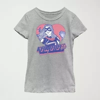Little & Big Kid Girls Crew Neck Short Sleeve Regular Fit Marvel Graphic T-Shirt