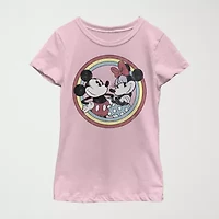Disney Little & Big Kid Girls Crew Neck Short Sleeve Regular Fit Mickey and Friends Graphic T-Shirt