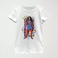 Little & Big Kid Girls Crew Neck Short Sleeve Regular Fit Marvel Graphic T-Shirt