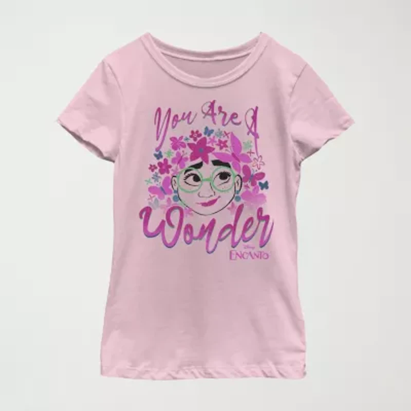 Disney Little & Big Kid Girls Crew Neck Short Sleeve Regular Fit Encanto Graphic T-Shirt