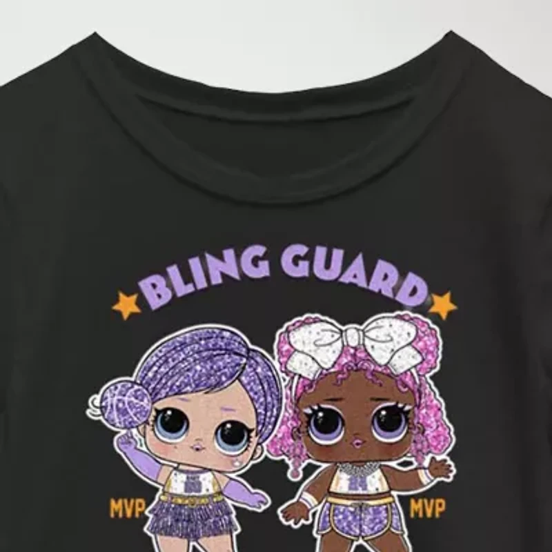 Little & Big Kid Girls Crew Neck Short Sleeve Regular Fit LOL Graphic T-Shirt