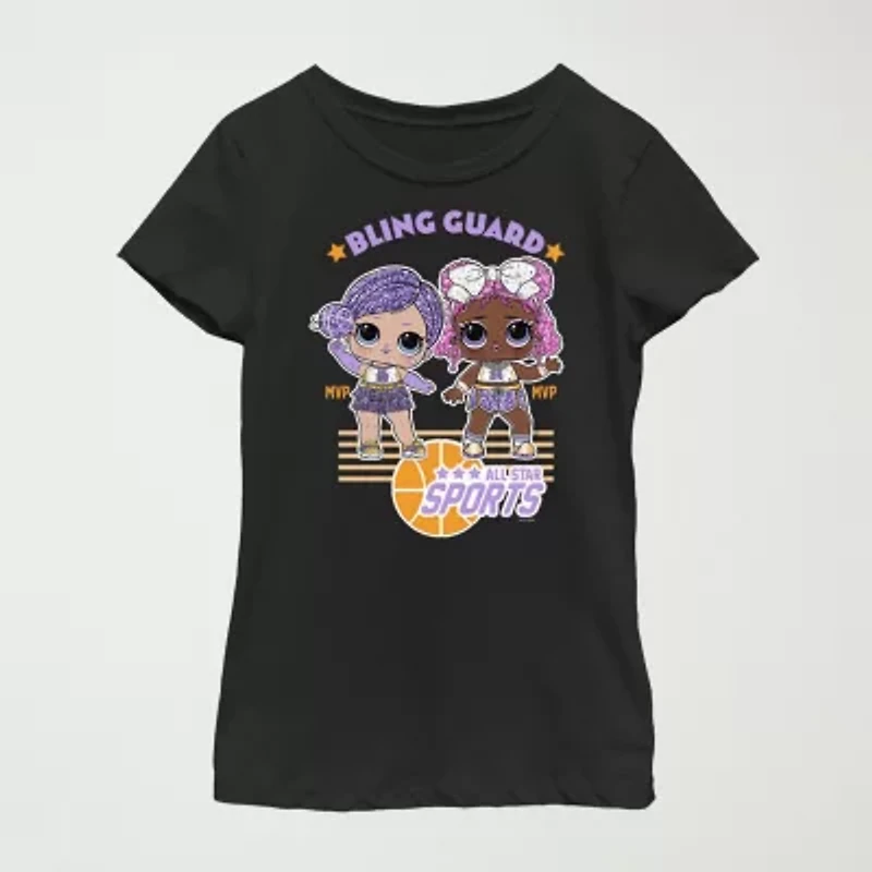Little & Big Kid Girls Crew Neck Short Sleeve Regular Fit LOL Graphic T-Shirt