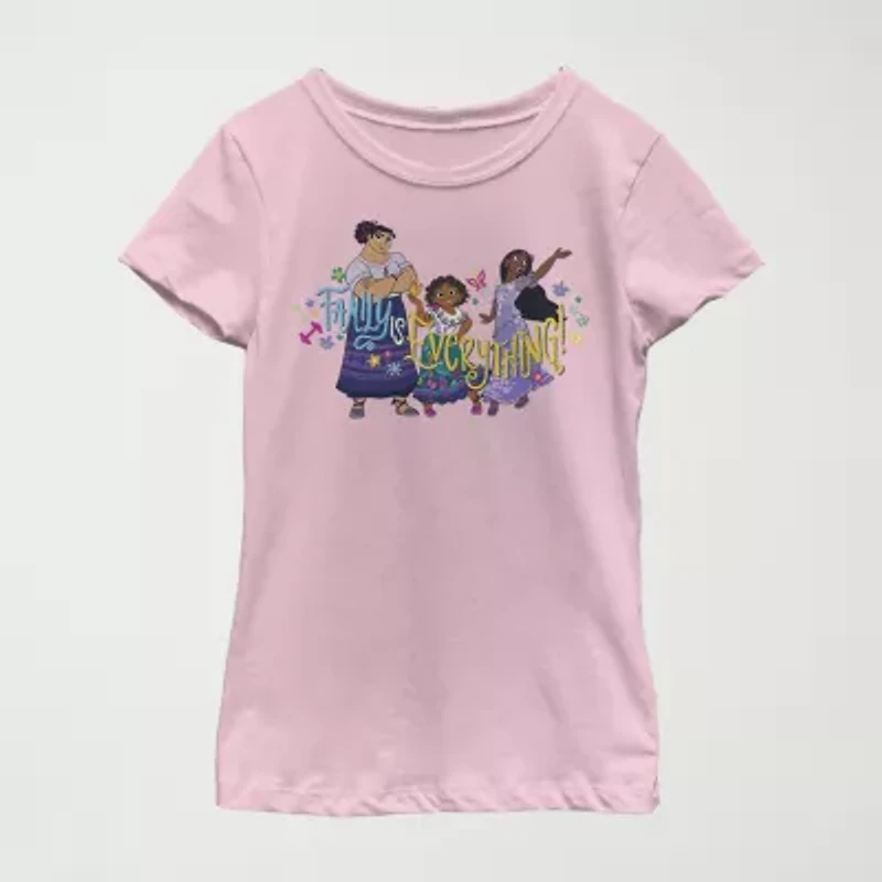 Disney Little & Big Kid Girls Crew Neck Short Sleeve Regular Fit Encanto Graphic T-Shirt