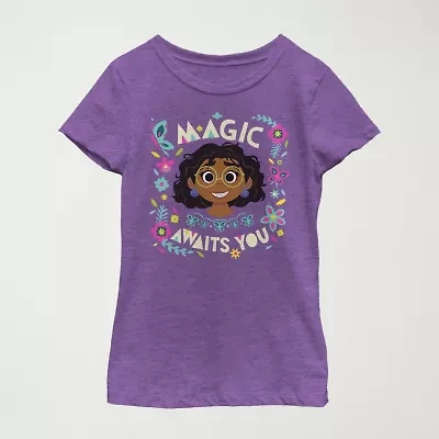 Disney Little & Big Kid Girls Crew Neck Short Sleeve Regular Fit Encanto Graphic T-Shirt
