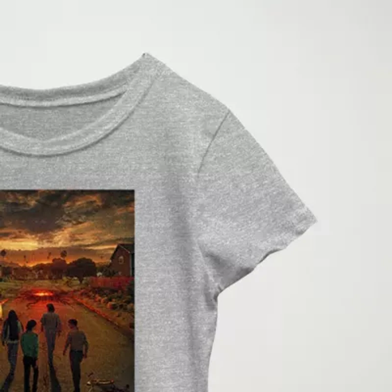 Little & Big Kid Girls Crew Neck Short Sleeve Regular Fit Stranger Things Graphic T-Shirt