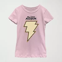 Black Adam Little & Big Kid Girls Crew Neck Short Sleeve Regular Fit DC Comics Graphic T-Shirt