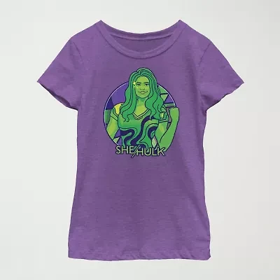 She Hulk Little & Big Kid Girls Crew Neck Short Sleeve Regular Fit Marvel Graphic T-Shirt