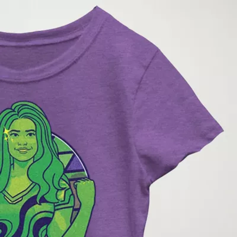 She Hulk Little & Big Kid Girls Crew Neck Short Sleeve Regular Fit Marvel Graphic T-Shirt
