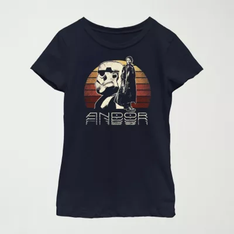 Andor Little & Big Kid Girls Crew Neck Short Sleeve Regular Fit Star Wars Graphic T-Shirt