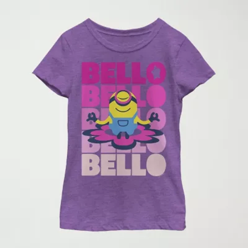 Little & Big Kid Girls Crew Neck Short Sleeve Regular Fit Minions Graphic T-Shirt