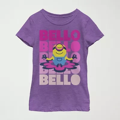 Little & Big Kid Girls Crew Neck Short Sleeve Regular Fit Minions Graphic T-Shirt
