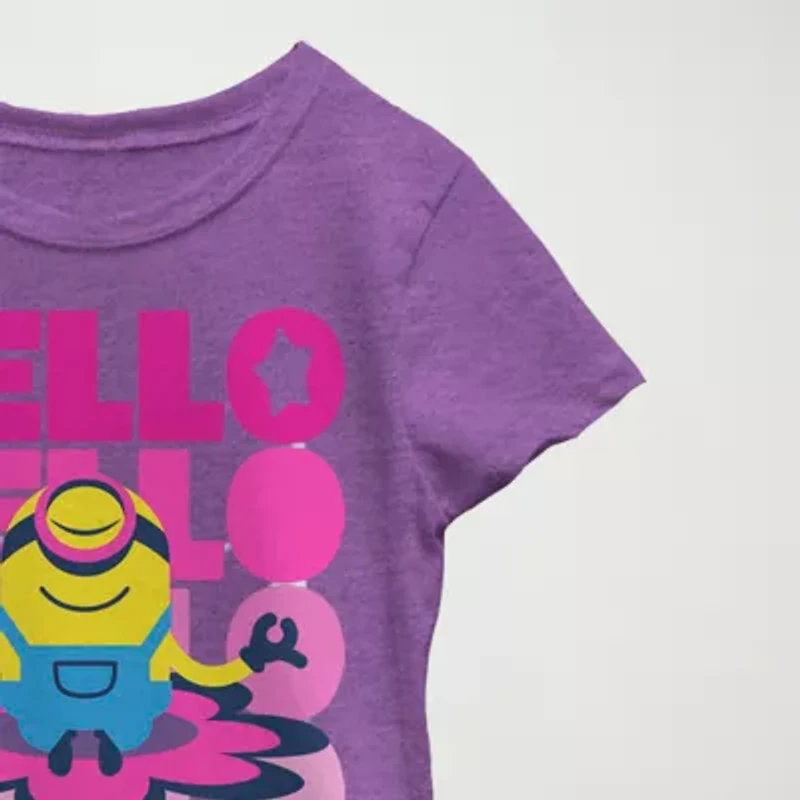 Little & Big Kid Girls Crew Neck Short Sleeve Regular Fit Minions Graphic T-Shirt