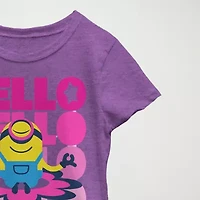 Little & Big Kid Girls Crew Neck Short Sleeve Regular Fit Minions Graphic T-Shirt