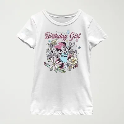 Disney Little & Big Kid Girls Crew Neck Short Sleeve Regular Fit Minnie Mouse Graphic T-Shirt