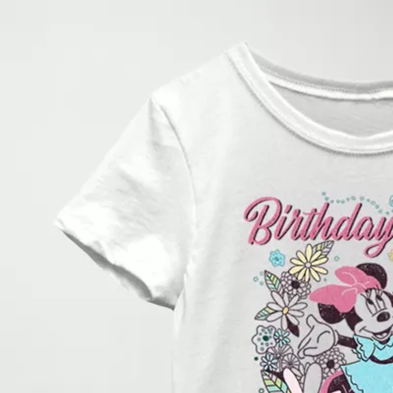 Disney Little & Big Kid Girls Crew Neck Short Sleeve Regular Fit Minnie Mouse Graphic T-Shirt