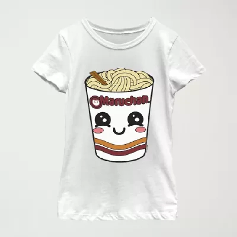 Maruchan Little & Big Kid Girls Crew Neck Short Sleeve Regular Fit Graphic T-Shirt