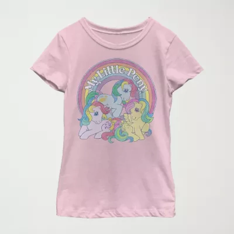 Little & Big Kid Girls Crew Neck Short Sleeve Regular Fit My Pony Graphic T-Shirt