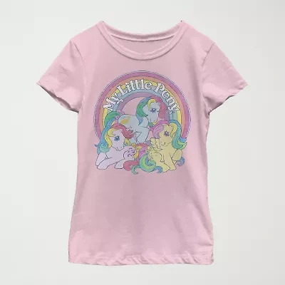 Little & Big Kid Girls Crew Neck Short Sleeve Regular Fit My Pony Graphic T-Shirt