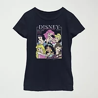 Disney Little & Big Kid Girls Crew Neck Short Sleeve Regular Fit Princess Graphic T-Shirt