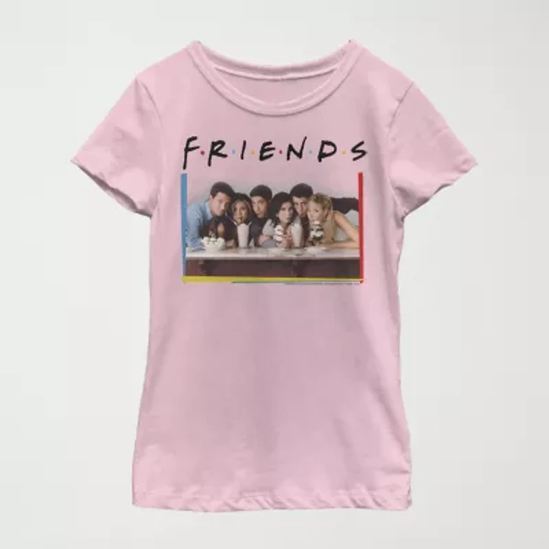 Little & Big Kid Girls Crew Neck Short Sleeve Regular Fit Friends Graphic T-Shirt
