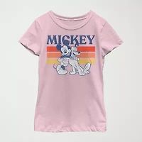 Disney Little & Big Kid Girls Crew Neck Short Sleeve Regular Fit Mickey Mouse Graphic T-Shirt