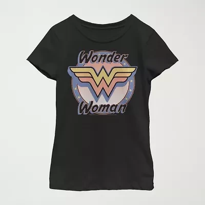Little & Big Kid Girls Crew Neck Short Sleeve Regular Fit DC Comics Wonder Woman Graphic T-Shirt