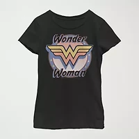 Little & Big Kid Girls Crew Neck Short Sleeve Regular Fit DC Comics Wonder Woman Graphic T-Shirt
