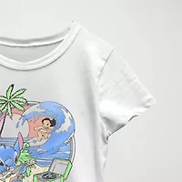 Disney Little & Big Kid Girls Crew Neck Short Sleeve Regular Fit Lilo Stitch Graphic T-Shirt