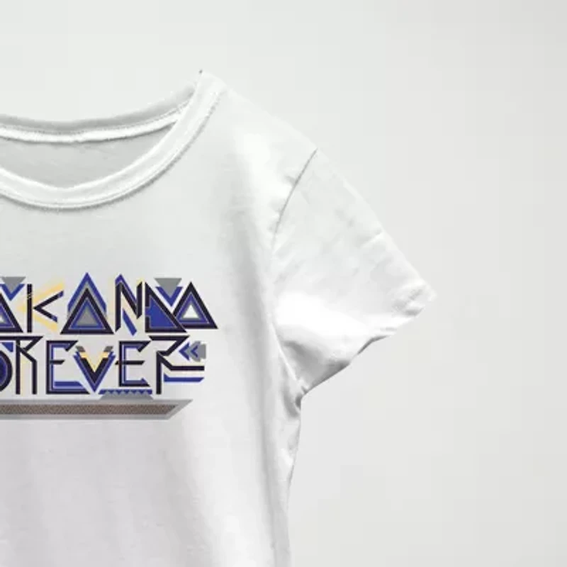 Little & Big Kid Girls Crew Neck Short Sleeve Classic Fit Black Panther Graphic T-Shirt
