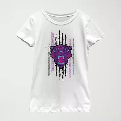 Little & Big Kid Girls Crew Neck Short Sleeve Classic Fit Black Panther Graphic T-Shirt
