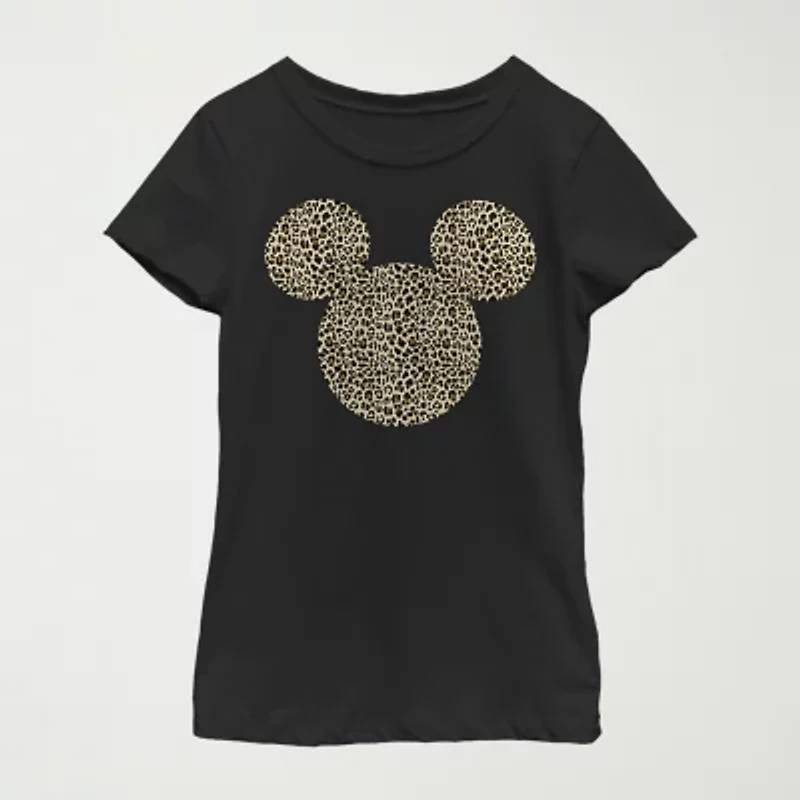 Disney Little & Big Kid Girls Crew Neck Short Sleeve Regular Fit Mickey Mouse Graphic T-Shirt