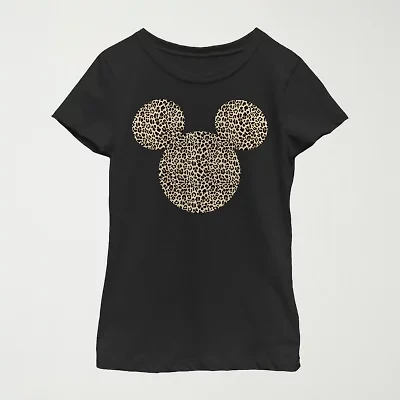 Disney Little & Big Kid Girls Crew Neck Short Sleeve Regular Fit Mickey Mouse Graphic T-Shirt