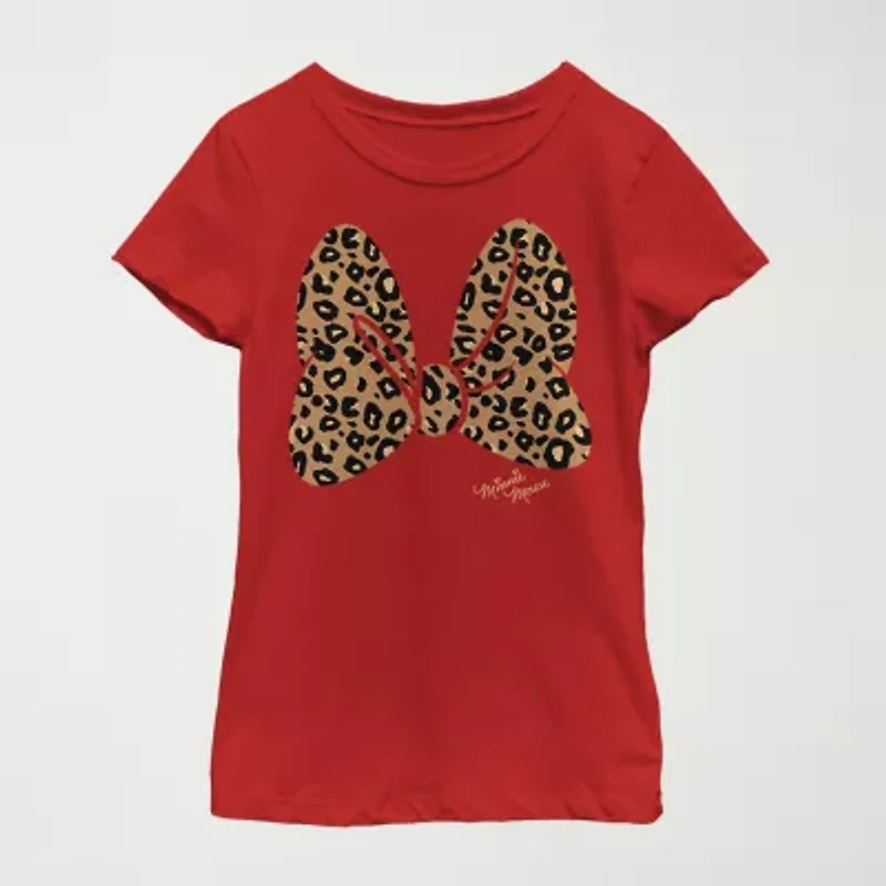 Disney Little & Big Kid Girls Crew Neck Short Sleeve Regular Fit Minnie Mouse Graphic T-Shirt