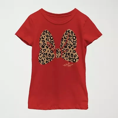 Disney Little & Big Kid Girls Crew Neck Short Sleeve Regular Fit Minnie Mouse Graphic T-Shirt