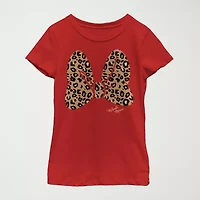 Disney Little & Big Kid Girls Crew Neck Short Sleeve Regular Fit Minnie Mouse Graphic T-Shirt