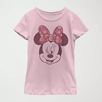 Disney Little & Big Kid Girls Crew Neck Short Sleeve Regular Fit Minnie Mouse Graphic T-Shirt
