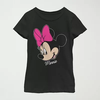 Disney Little & Big Kid Girls Crew Neck Short Sleeve Regular Fit Minnie Mouse Graphic T-Shirt