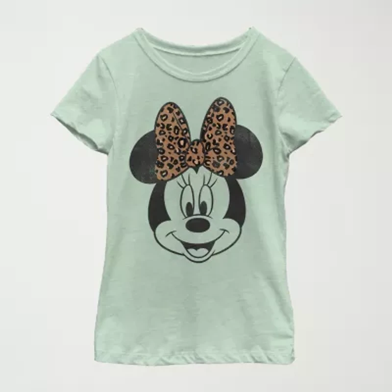 Disney Little & Big Kid Girls Crew Neck Short Sleeve Regular Fit Minnie Mouse Graphic T-Shirt