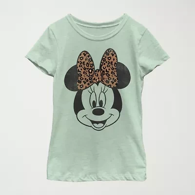 Disney Little & Big Kid Girls Crew Neck Short Sleeve Regular Fit Minnie Mouse Graphic T-Shirt