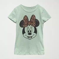 Disney Little & Big Kid Girls Crew Neck Short Sleeve Regular Fit Minnie Mouse Graphic T-Shirt