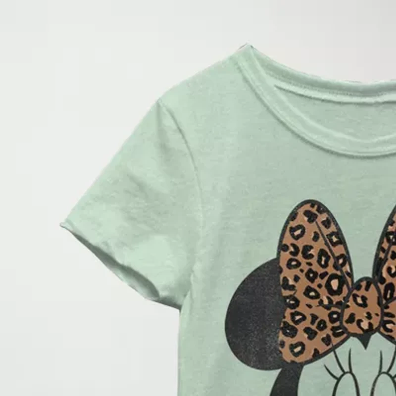 Disney Little & Big Kid Girls Crew Neck Short Sleeve Regular Fit Minnie Mouse Graphic T-Shirt