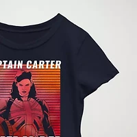 Captain Carter Little & Big Kid Girls Crew Neck Short Sleeve Slim Fit Marvel Graphic T-Shirt