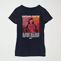 Captain Carter Little & Big Kid Girls Crew Neck Short Sleeve Slim Fit Marvel Graphic T-Shirt