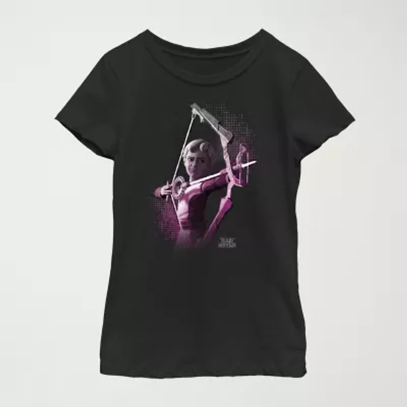 Omega Bow Little & Big Kid Girls Crew Neck Short Sleeve Slim Fit Star Wars Graphic T-Shirt