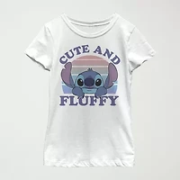 Little & Big Kid Girls Crew Neck Short Sleeve Slim Fit Lilo Stitch Graphic T-Shirt