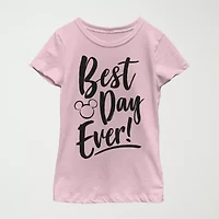 Little & Big Kid Girls Crew Neck Short Sleeve Slim Fit Mickey and Friends Mouse Minnie Graphic T-Shirt