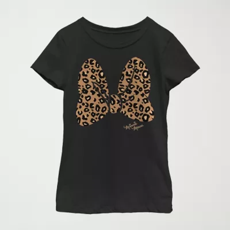 Little & Big Kid Girls Crew Neck Short Sleeve Slim Fit Minnie Mouse Graphic T-Shirt