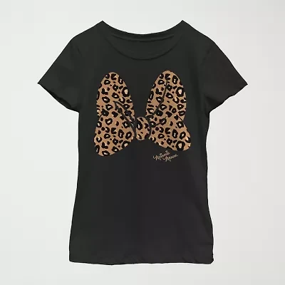 Little & Big Kid Girls Crew Neck Short Sleeve Slim Fit Minnie Mouse Graphic T-Shirt
