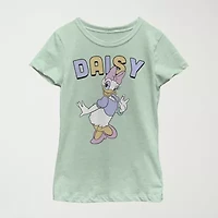 Daisy Little & Big Kid Girls Crew Neck Short Sleeve Slim Fit Mickey and Friends Mouse Minnie Graphic T-Shirt